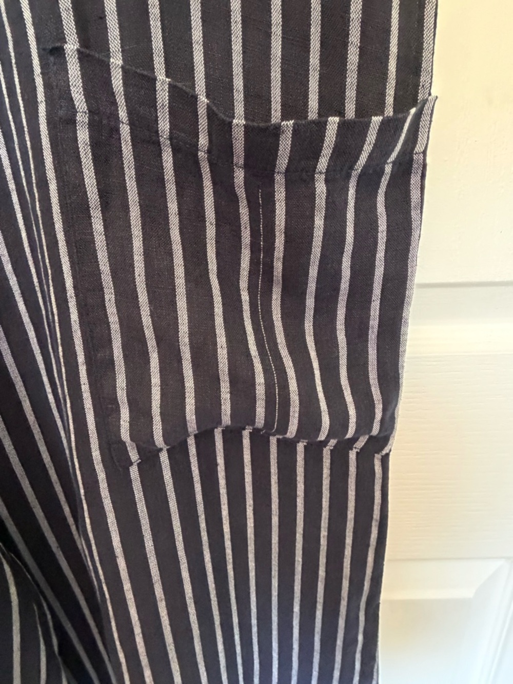 Italian Linen Dark Blue/White Button Overall Oversized Wide Leg Jumpsuit-Sz-S/M - Picture 4 of 16